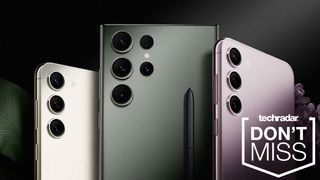 Samsung Galaxy S23 range on a black background