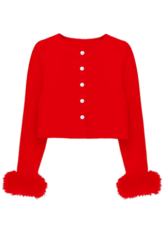 Best Cardigan 2023 | Sleeper Knitted Cardigan in Flame Red Knitted Cardigan in Flame Red