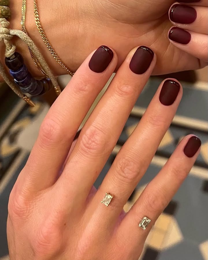 Iram Shelton with chocolate suede nails.