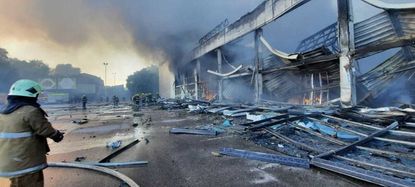 Bombed mall in Kremenchuk, Ukraine
