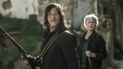 Norman Reedus as Daryl Dixon and Melissa McBride as Carol Peletier in The Walking Dead: Daryl Dixon season 3