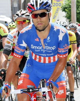 Newly crowned US Road Champion, Eric Marcotte (Team Smartstop) gets to wear his new threads for the first time today. Lookin' good