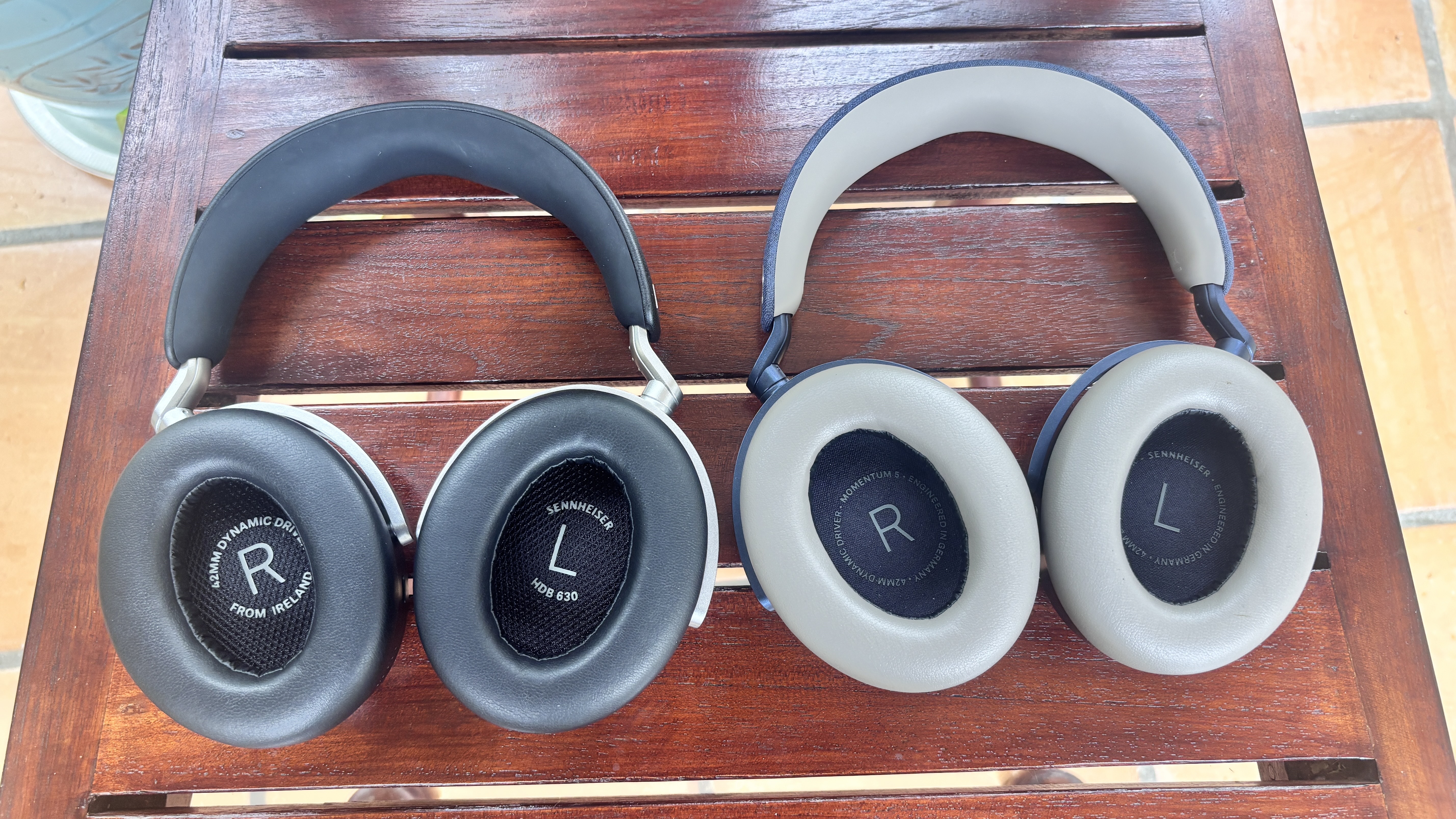Sennheiser Momentum 5 Wireless and HDB 630 wireless headphones side by side