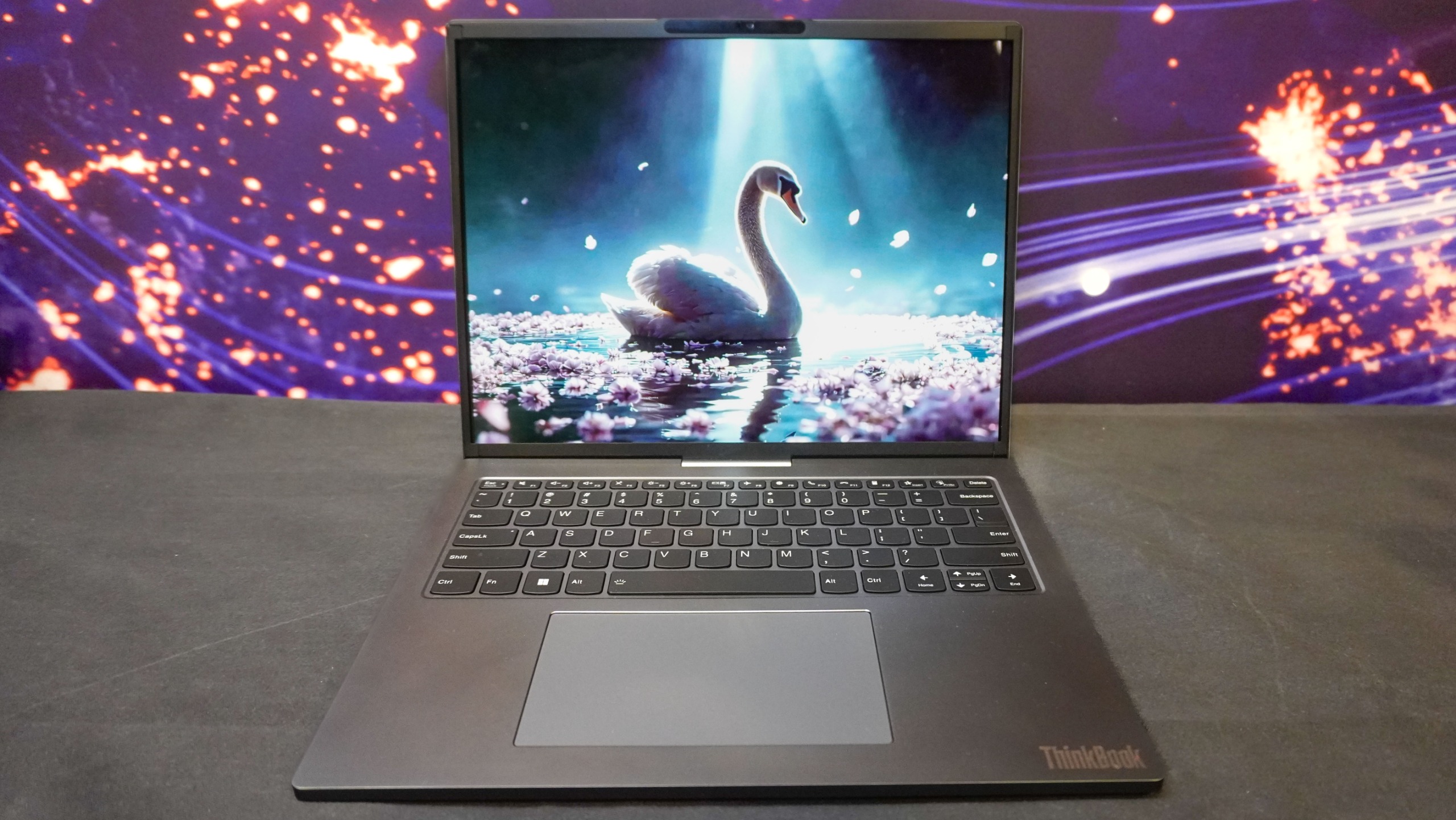 The Lenovo Project Swan concept laptop with its screen retracted at IFA 2026