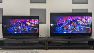 Panasonic MZ1500 and Samsung QN90D with La La Land on screen