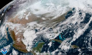 A frigid look at the United States in the midst of this week's polar vortex, as seen by a NOAA satellite on Jan. 30.