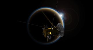 Cassini at Titan art