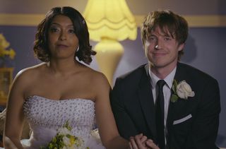 Programme Name: Casualty Series 29 - TX: 23/08/2015 - Episode: Casualty Series 29 (No. 43) - Picture Shows: Zoe Hanna (SUNETRA SARKER), Max Walker (JAMIE DAVIES) - (C) BBC - Photographer: Screen Grab