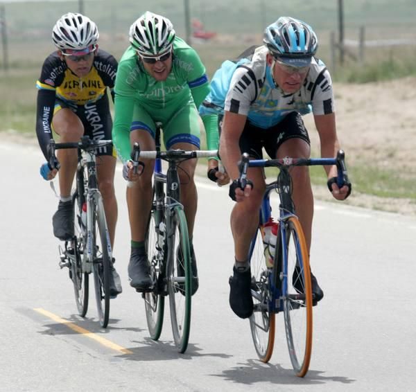 Dmitriy Gruzdev (Kazakhstan) out front of the break.