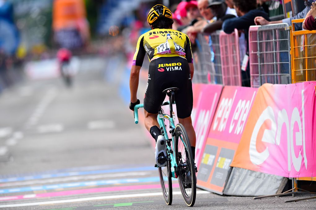 Primoz Roglic finishes stage 15 at the Giro