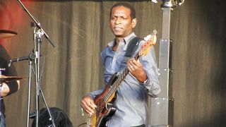 Bassist Willie Weeks performs on stage with Eric Clapton and his band at Hard Rock Calling on June 28th, 2008 in Hyde Park, London, England.