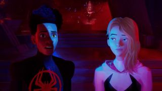Miles Morales and Spider-Gwen in Spider-Man: Across the Spider-verse