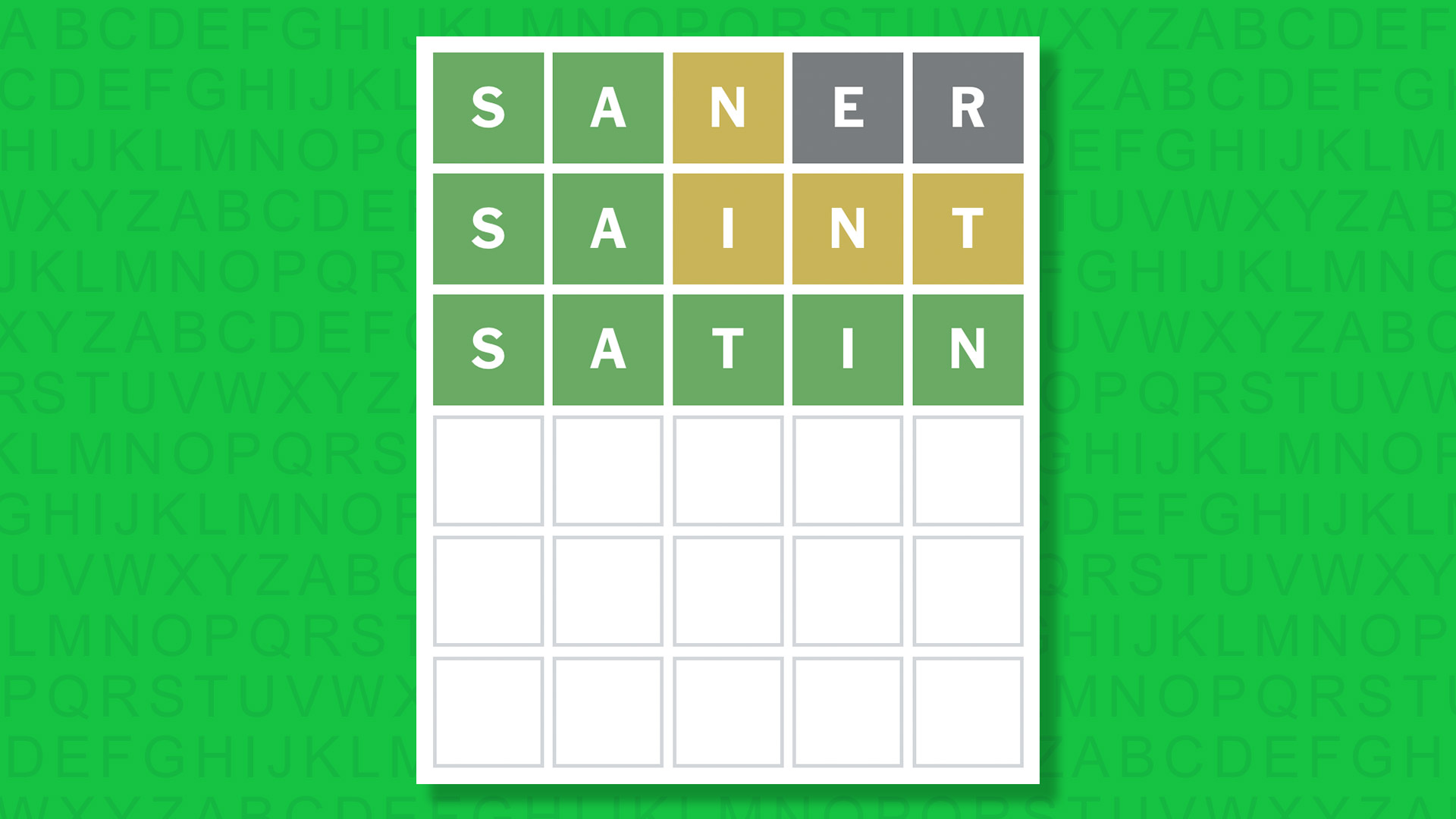 NYT Wordle answer for game 1785 on a green background