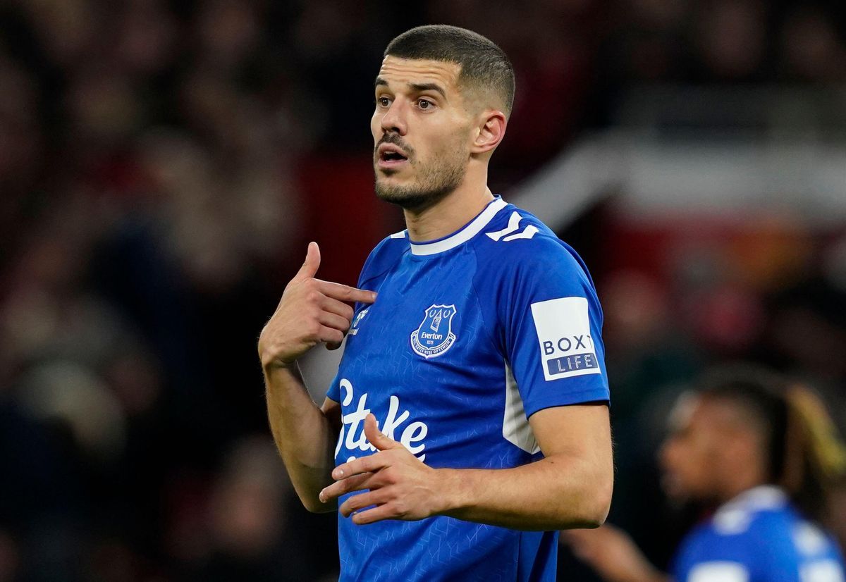 Conor Coady playing for Everton in 2023