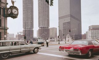 A Chicago crossroads with Bertrand Goldberg’s 1964 Marina City Towers in the background