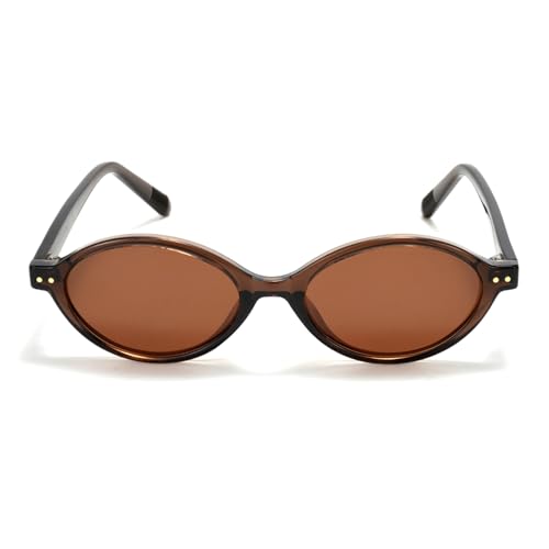 Tijn Olisa Retro Oval Sunglasses for Women Men,polarized Uv Protection Shades,stylish Small Frame Sun Glasses(brown/brown)