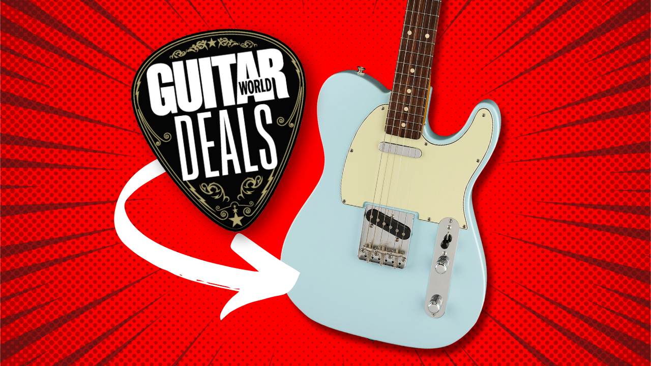 A Fender Vintera II 60s electric guitar on a red background