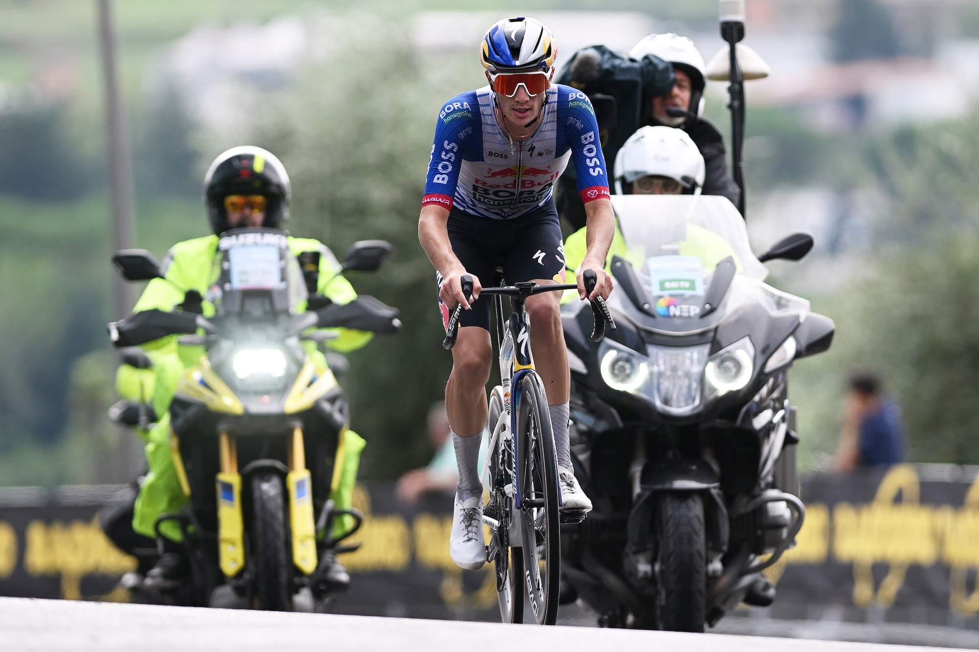 Giulio Pellizzari of Italy and Team Red Bull - BORA - hansgrohe competes in the solo breakaway