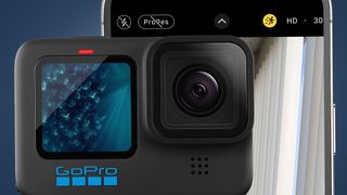 The GoPro Hero 11 Black in front of an iPhone 14