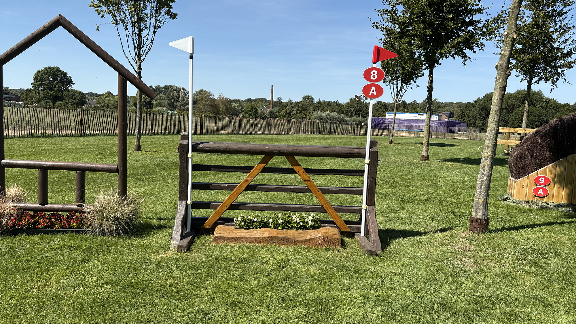 A gate on the eventing World Championships cross-country course