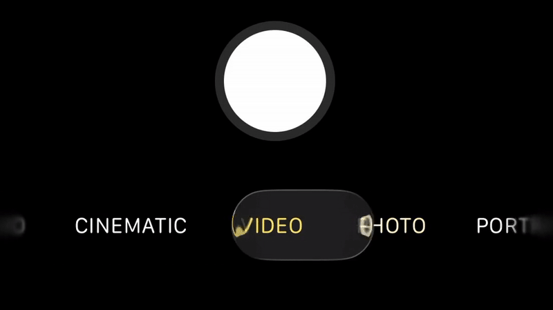 A video showing the iOS 26 Camera app's navigation bar