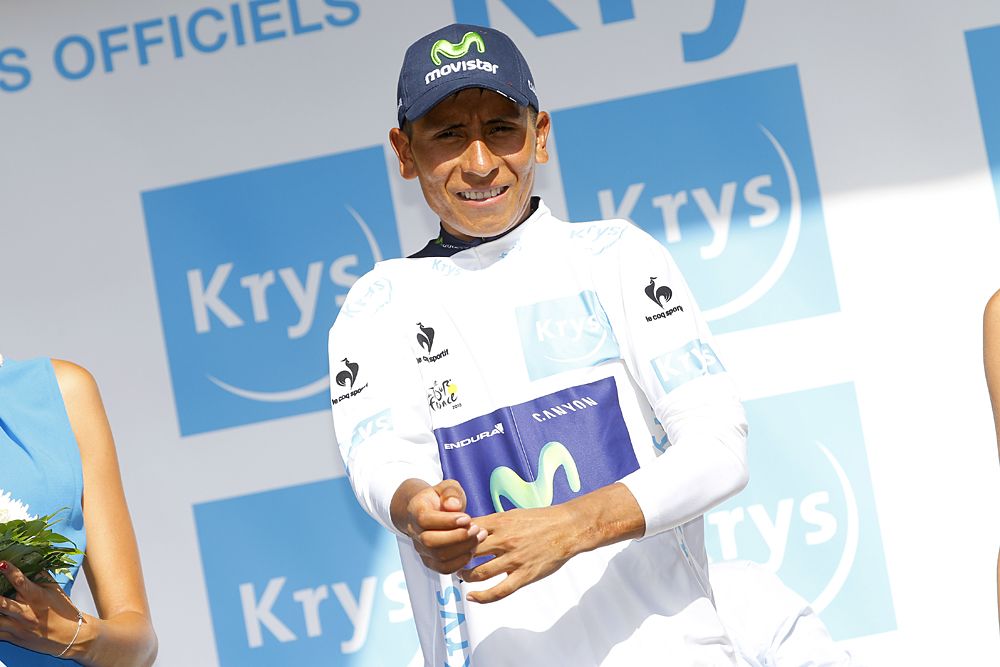 Nairo Quintana (Movistar) in the white jersey