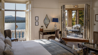 Langdale Chase hotel room, featuring lake views