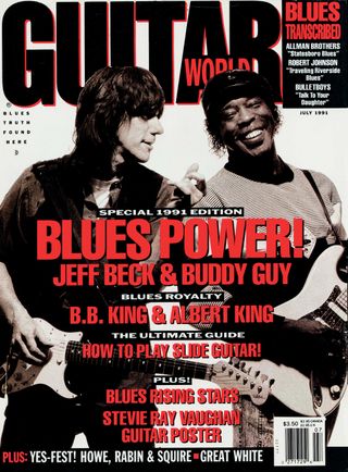 Buddy Guy joins the late Jeff Beck on the cover of the July 1991 Issue of Guitar World