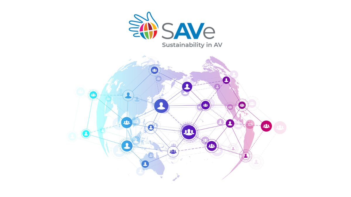 The logo for the SAVe Ambassador Program showing a map of the world in blue and red.