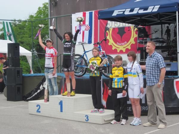 Mary McConneloug on the podium in Croatia.