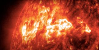 A NASA view of a long-duration solar flare on June 13, 2022.