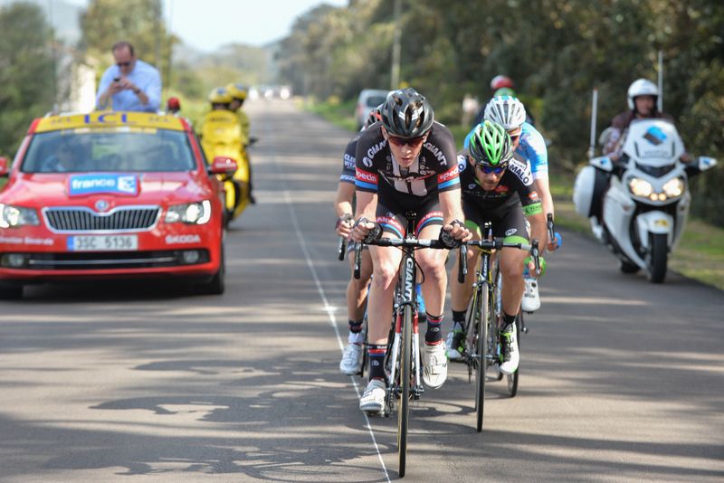Chad Haga (Giant-Alpecin) driving the breakaway