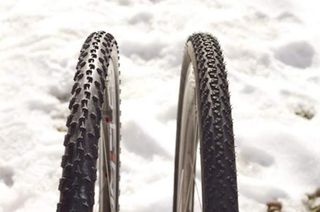 The Crusade PDX (left) as compared to the benchmark Michelin Mud 2.