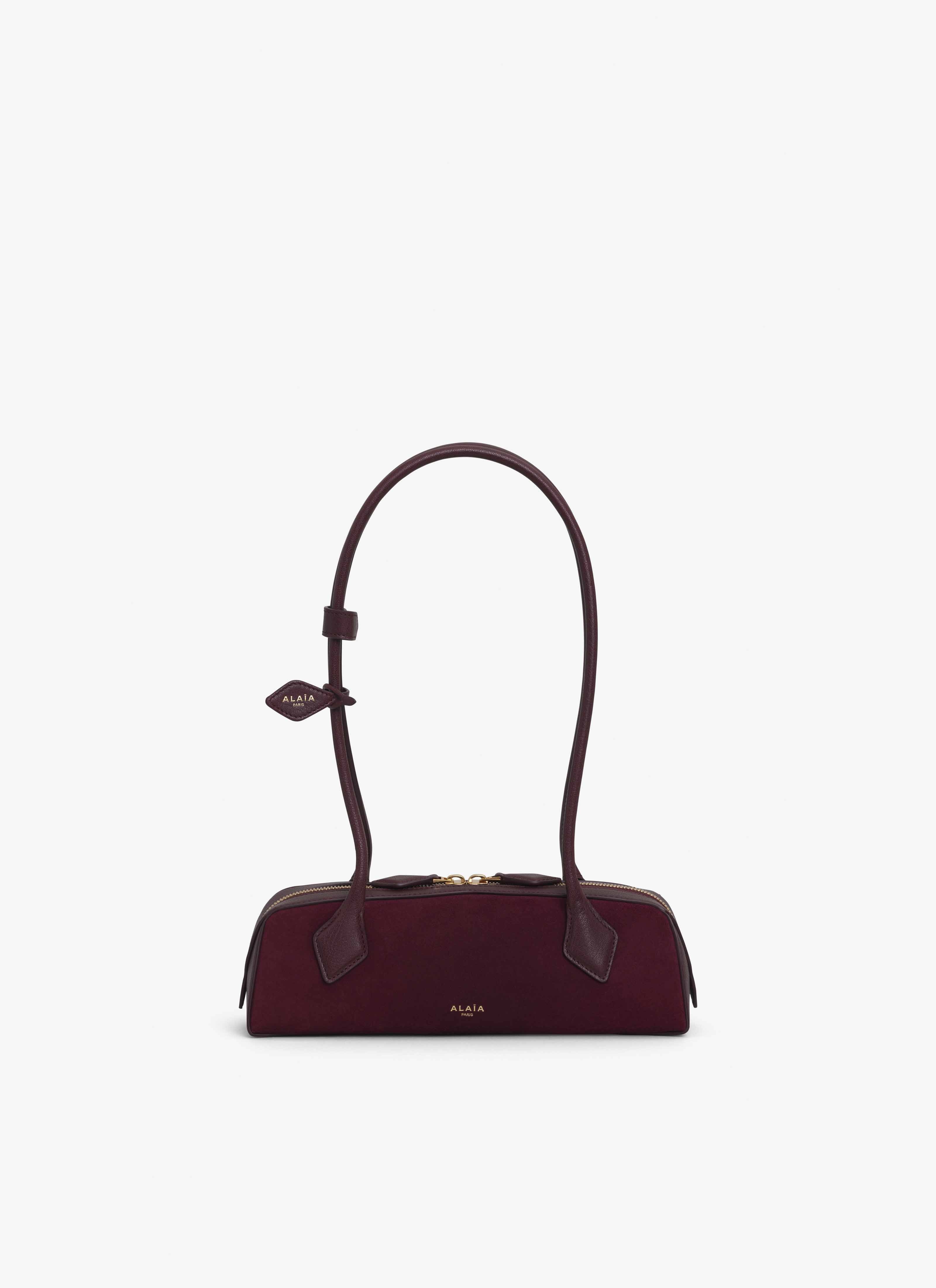 Dark Red Le Teckel Small Bi-Material Bag in Leather