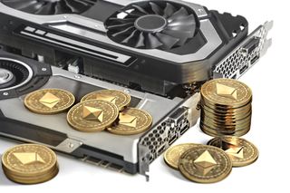 Stock image of a GPU and Ethereum