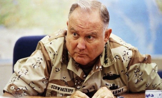 Gen. H. Norman Schwarzkopf during an interview in 1990. Schwarzkopf died Thursday at 78.