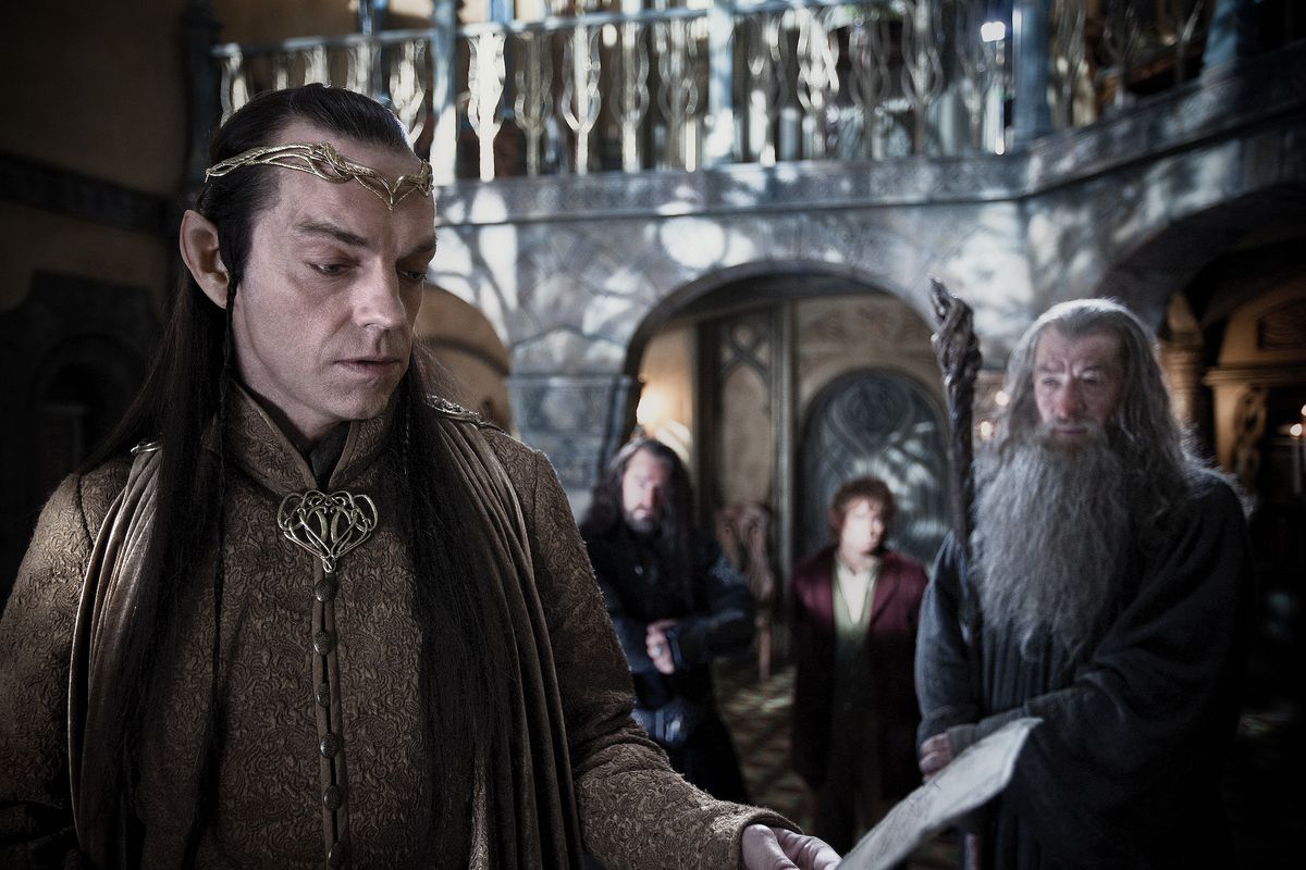 Hugo Weaving plays Lord Elrond in the Hobbit