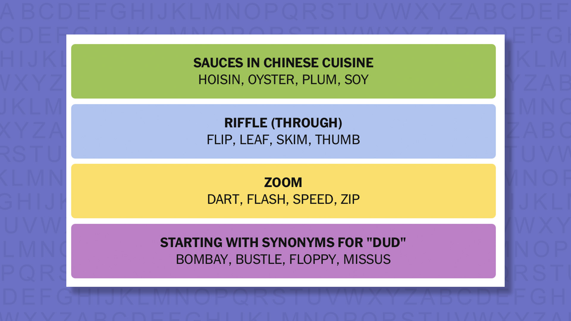 إجابات NYT Connections للعبة 982 على خلفية أرجوانية