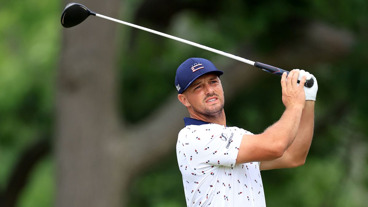 Bryson De Chambeau tees off