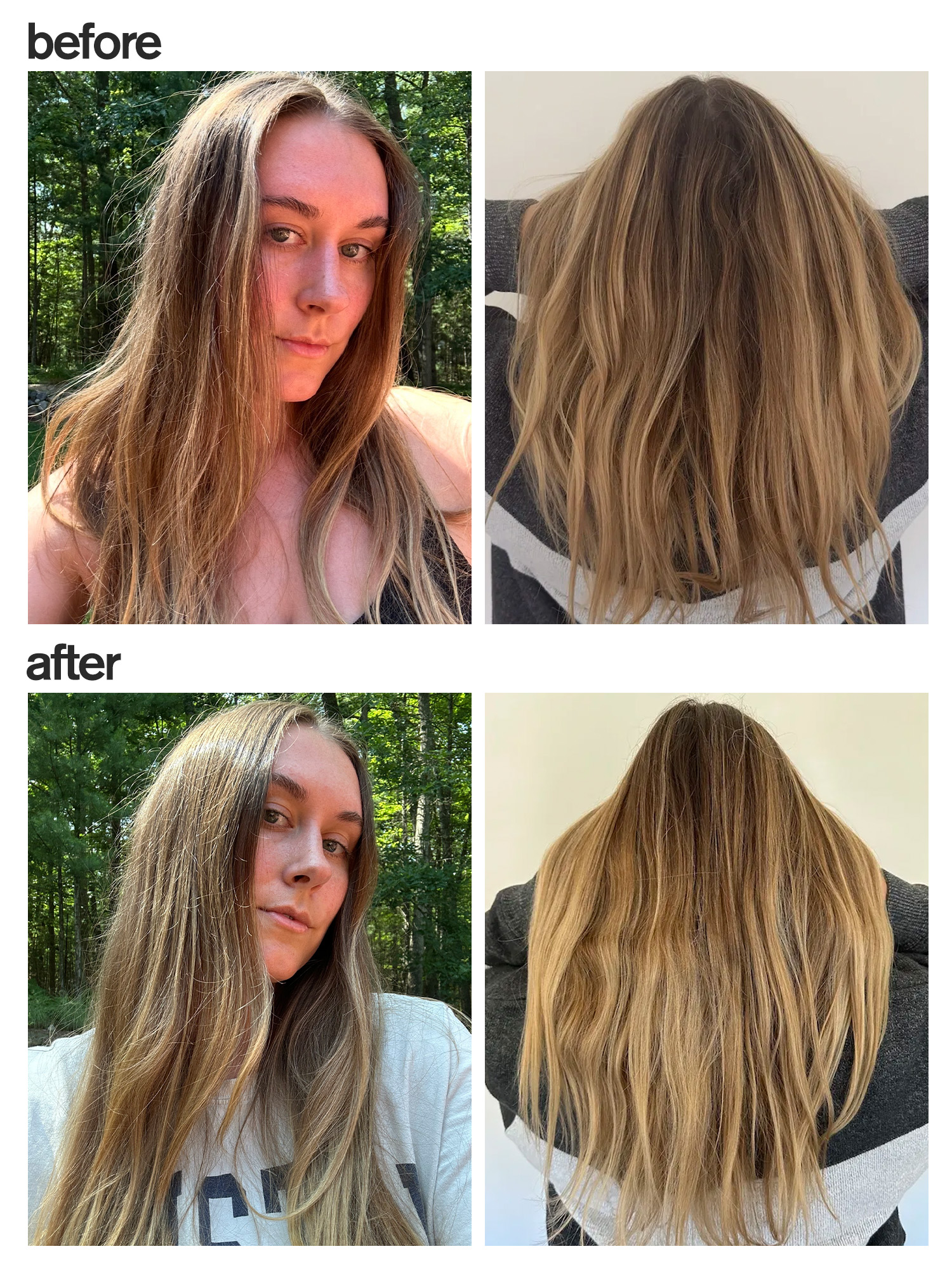 Kaitlyn McLintock's before and after photos from testing Color Wow's Dream Coat Supernatural Spray