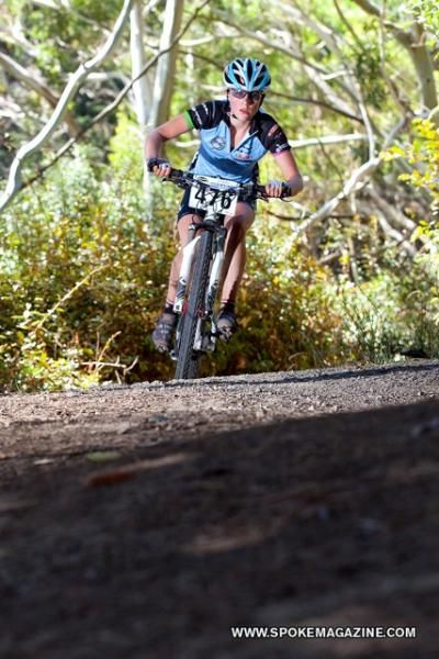 Samara Sheppard rockets along a flat section of the course.