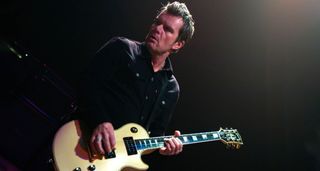 Billy Duffy of The Cult plays his Les Paul Custom live at the Filmore Detroit, in 2010.
