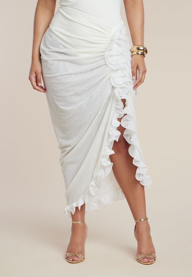 ELOQUII, Patbo X Eloquii Ruffled Sheer Mesh Skirt
