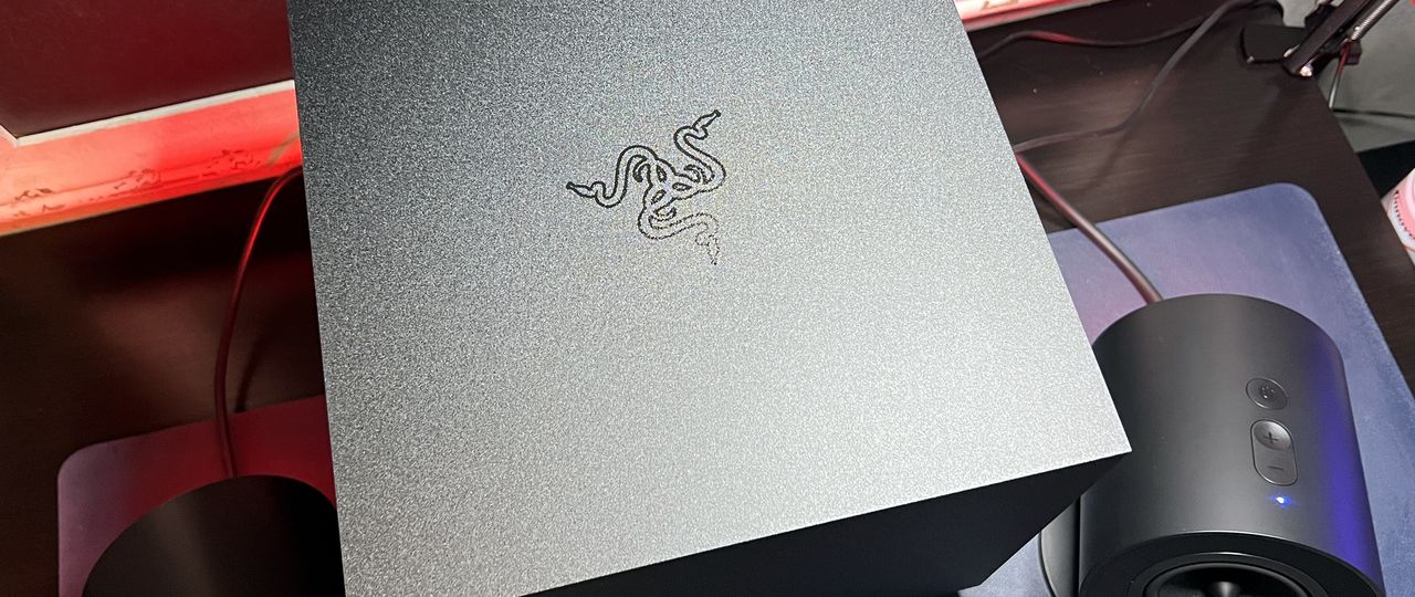 Top view of Nommo V2 subwoofer with Razer logo.