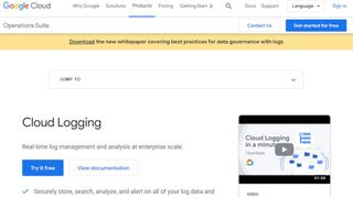 Google Cloud's logging homepage