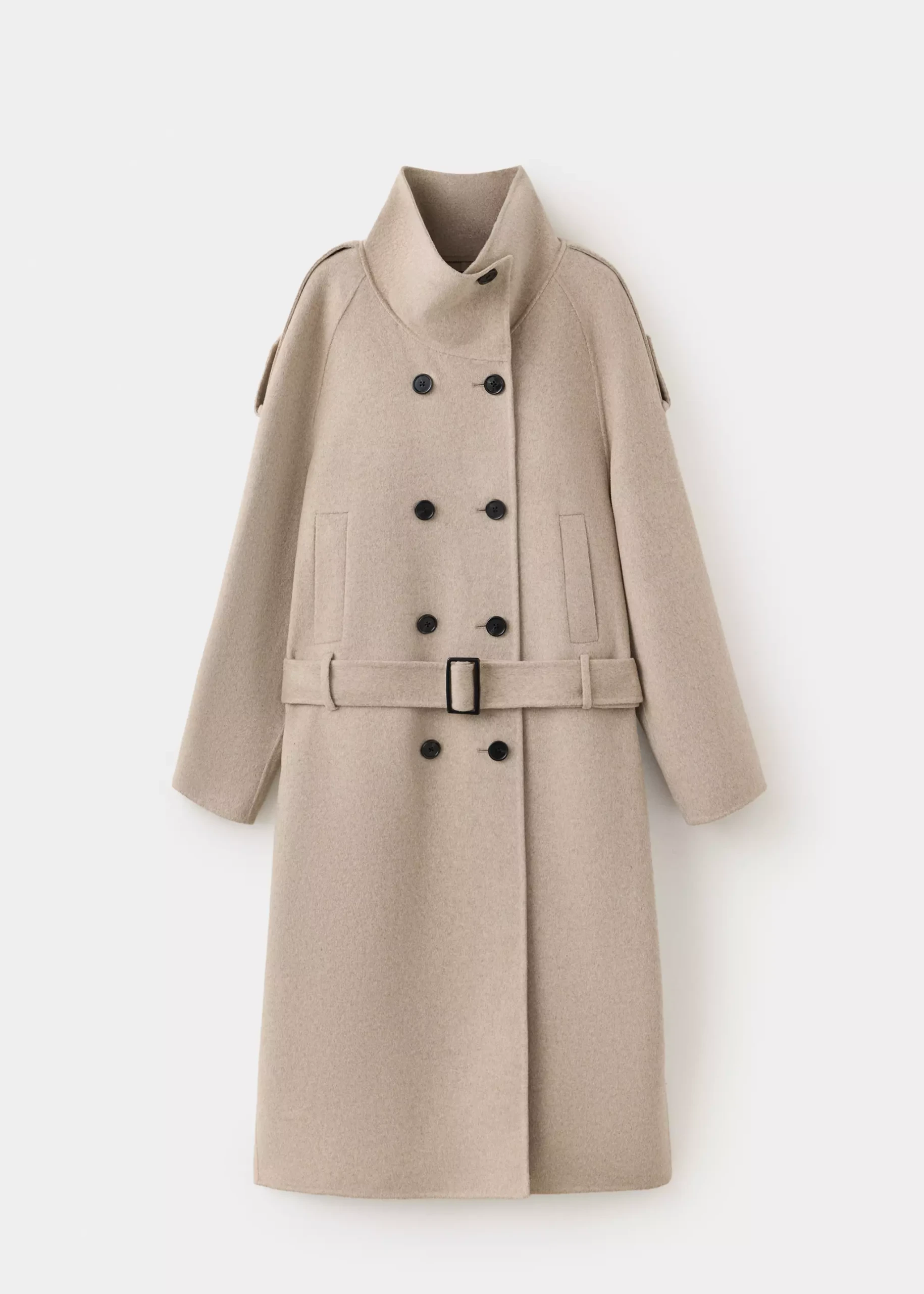 Wool Coat, Funnel Neck With Belt - Women | Mango Usa