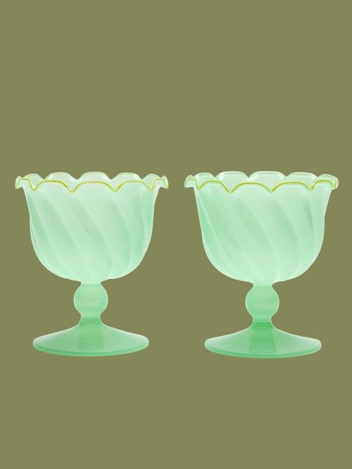 Gelato Green Glass Coupes, Set of 2