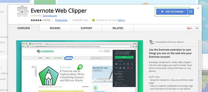 how to use evernote clipper