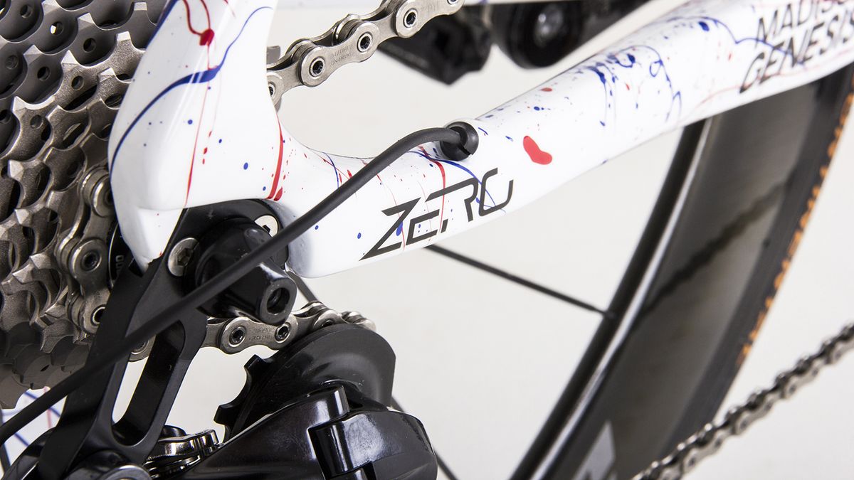 The frameset's model name has subtle decals on the chainstay