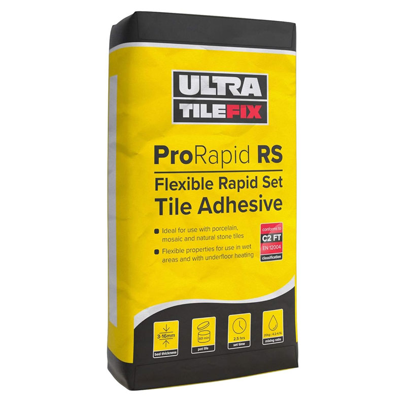 20kg Ultra ProRapid RS Grey porcelain tile adhesive